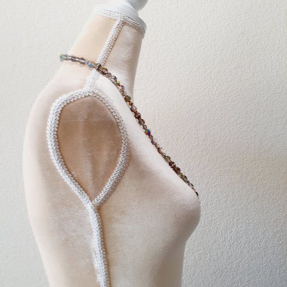 Vintage Aurora Borealis Beaded Necklace with rhinestones - Picture 4 of 10